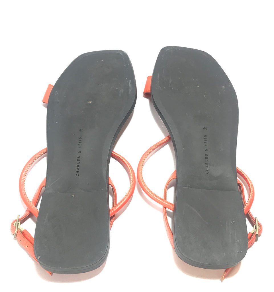 Charles & Keith Orange Leather Flats | Gently Used | - Secret Stash