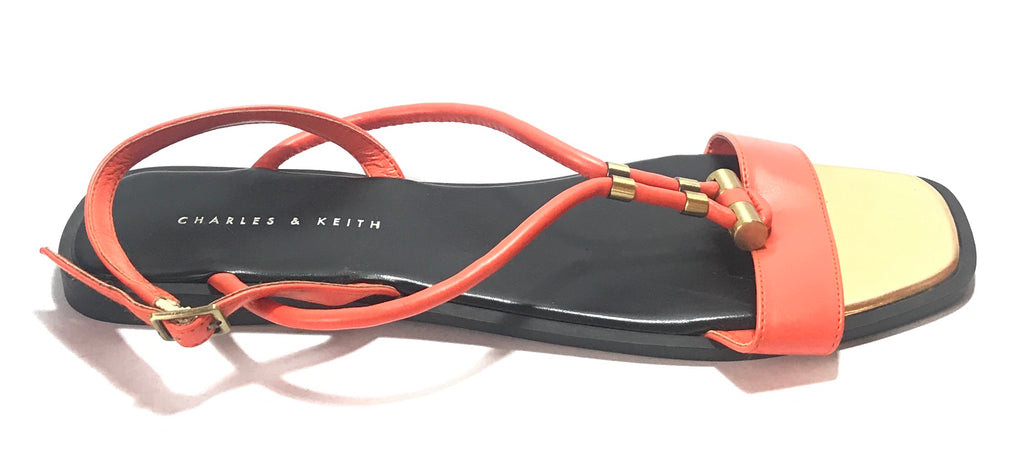 Charles & Keith Orange Leather Flats | Gently Used | - Secret Stash