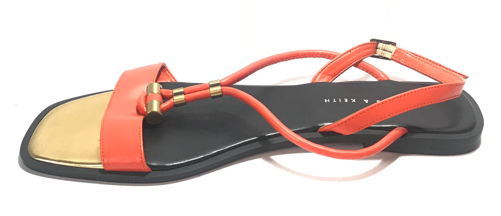 Charles & Keith Orange Leather Flats | Gently Used | - Secret Stash