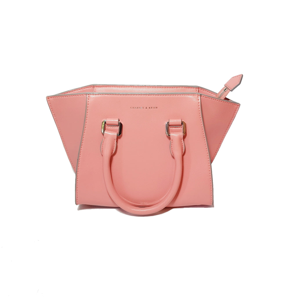 Charles & Keith Pink Pebbled Leather Satchel | Gently Used |