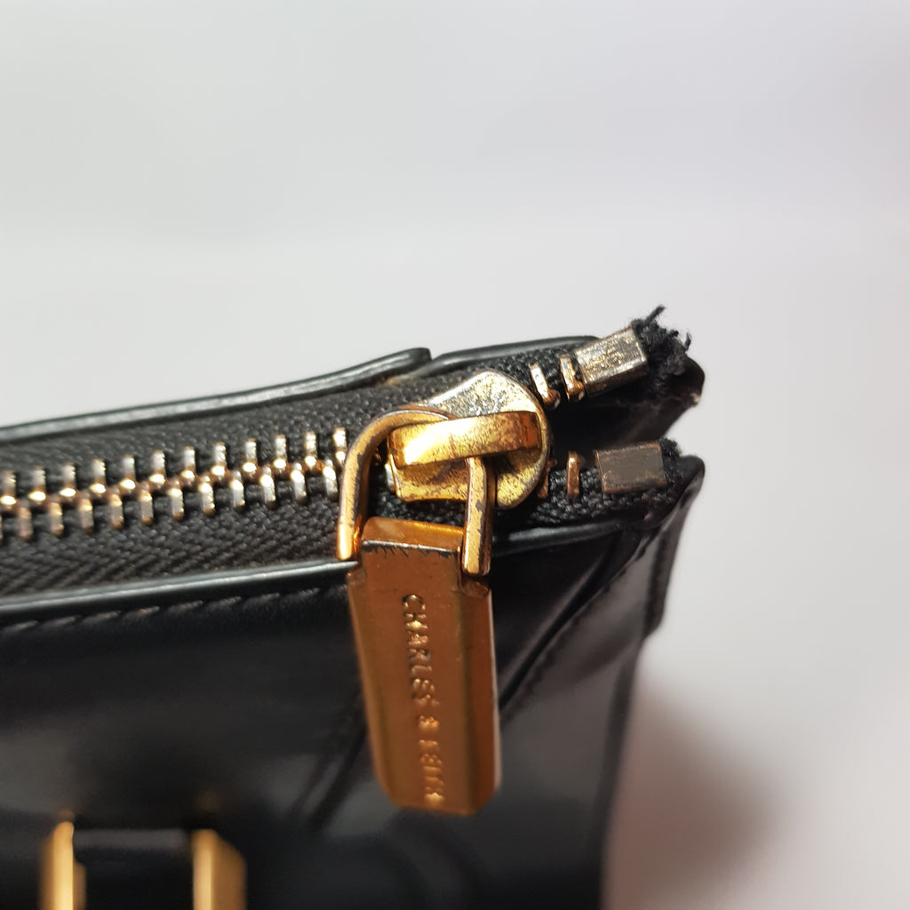 Charles & Keith Black Leather Tote | Pre Loved |