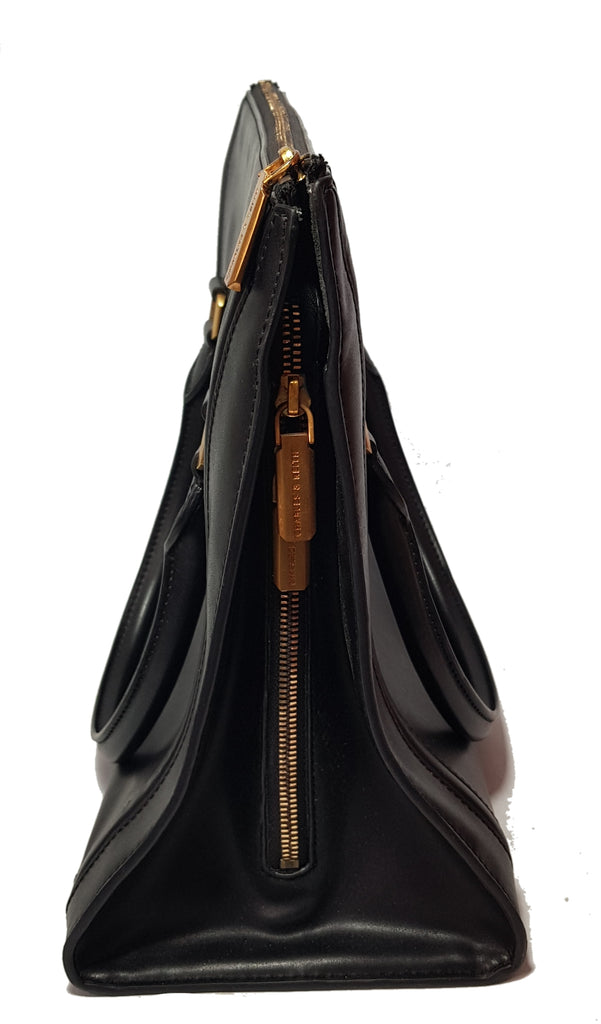 Charles & Keith Black Leather Tote | Pre Loved |