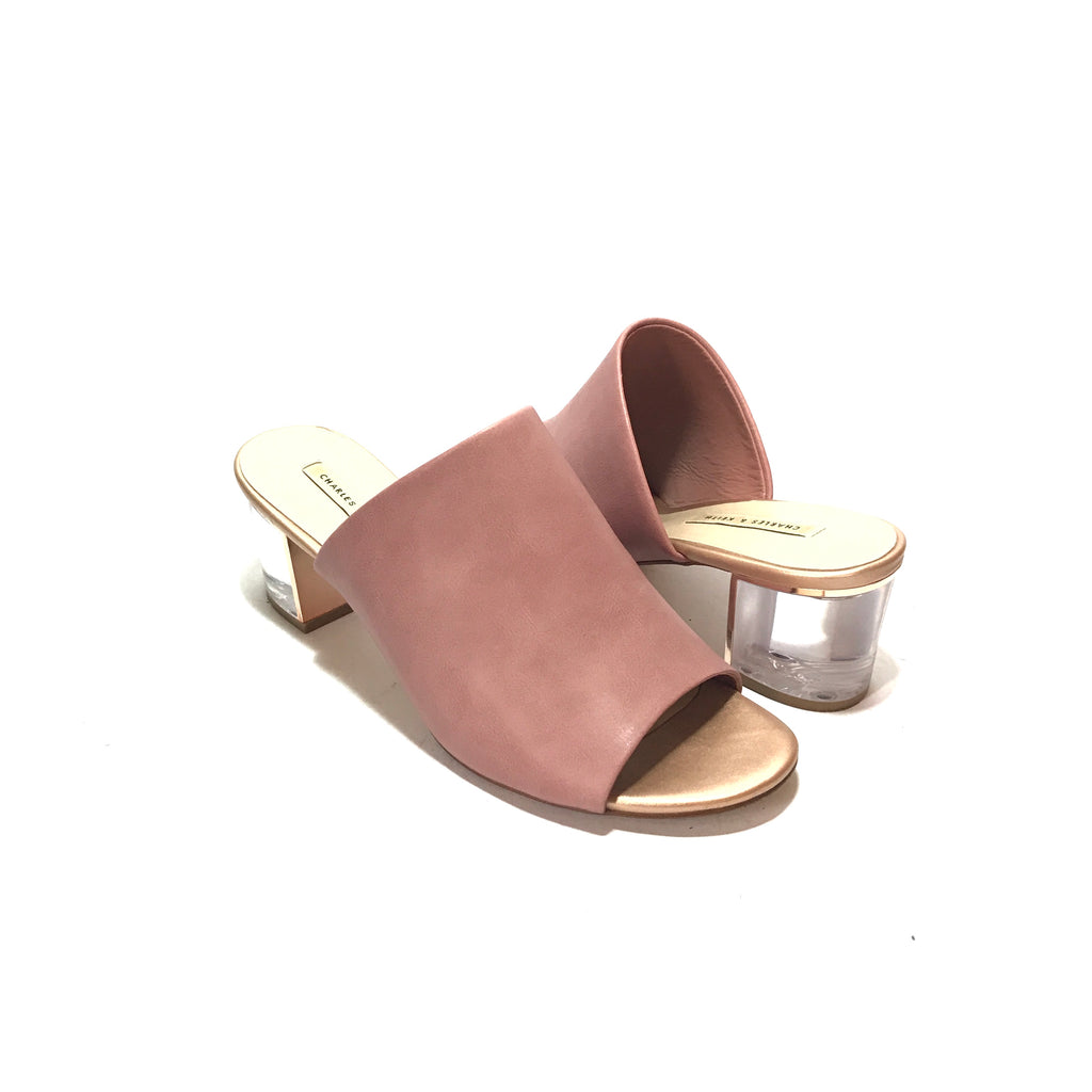 Charles & Keith Pink Peep Toe Block Heels | Gently Used |