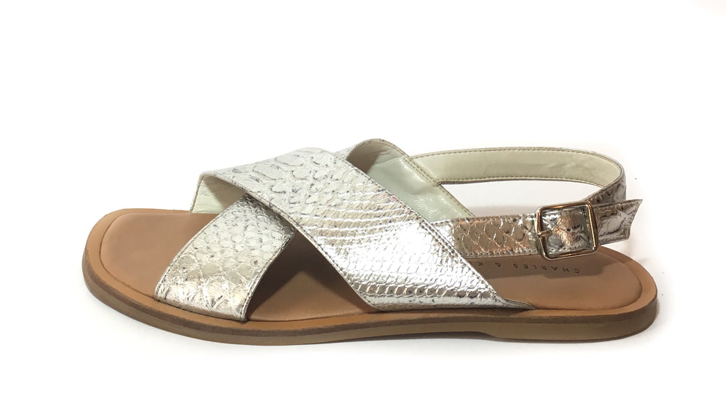 Charles & Keith Silver Criss Cross Flats | Gently Used | - Secret Stash