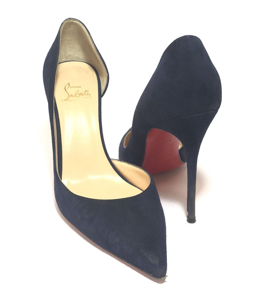 Christian Louboutin Navy Blue Suede Pumps | Pre Loved | - Secret Stash