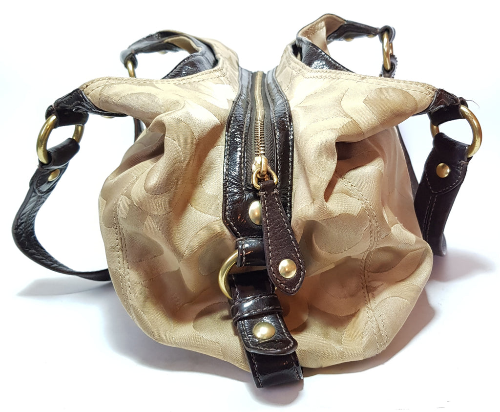 Coach Beige Monogram Canvas & Leather Shoulder Bag | Pre Loved |