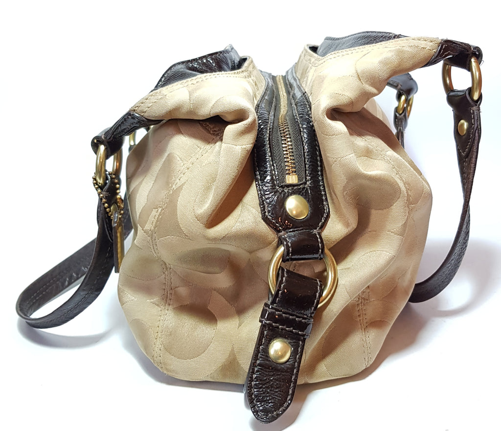 Coach Beige Monogram Canvas & Leather Shoulder Bag | Pre Loved |