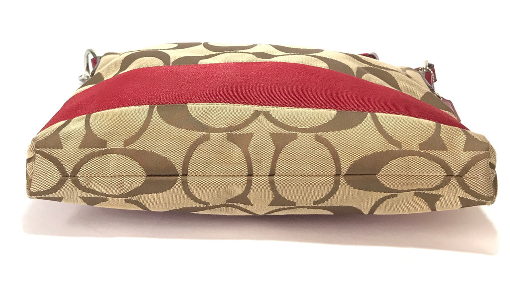 Coach Beige Monogram Canvas with Red Stripe Satchel | Gently Used |