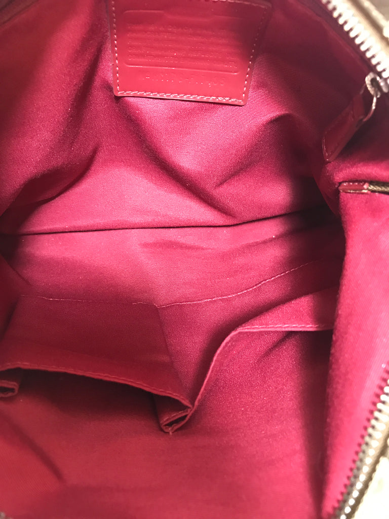 Coach Beige Monogram Canvas with Red Stripe Satchel | Gently Used |