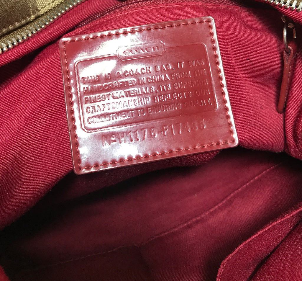 Coach Beige Monogram Canvas with Red Stripe Satchel | Gently Used |