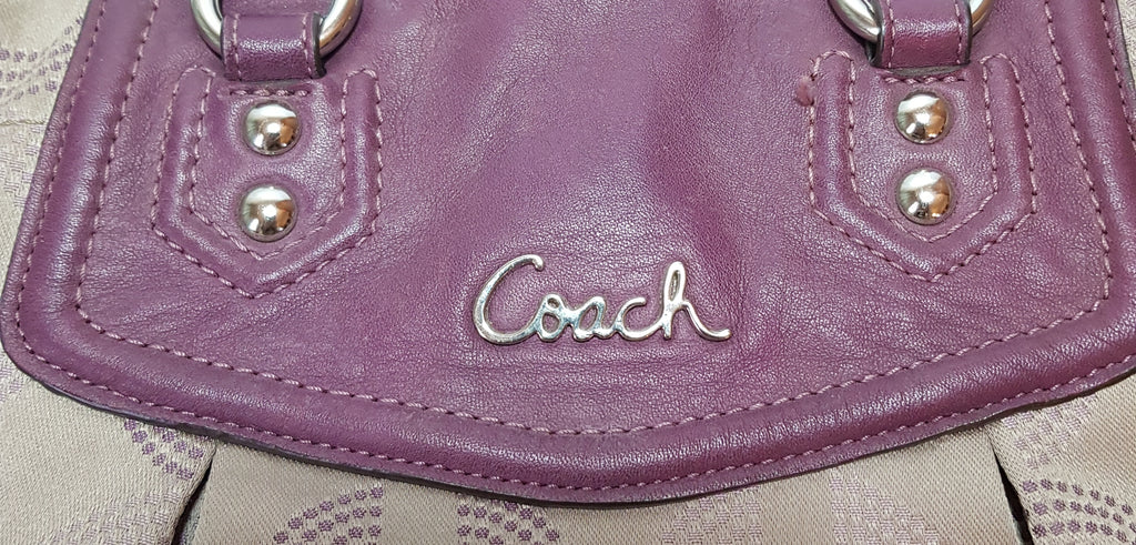 Coach Beige & Maroon Canvas & Leather Shoulder Bag | Pre Loved |