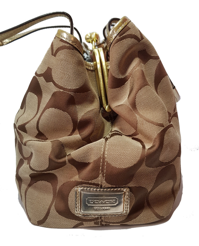 Coach Beige & Gold Monogram Shoulder Bag | Pre Loved |