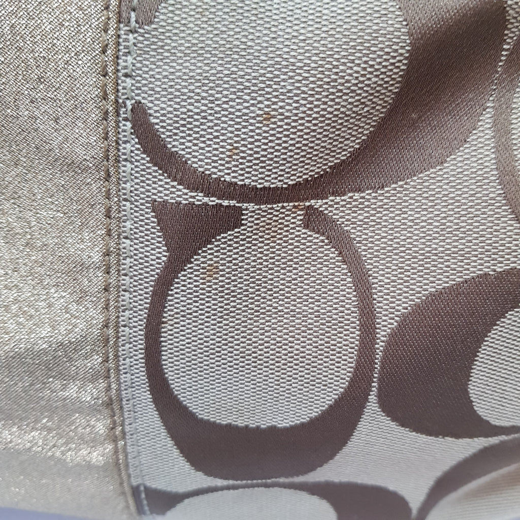 Coach Beige & Gold Monogram Shoulder Bag | Pre Loved |