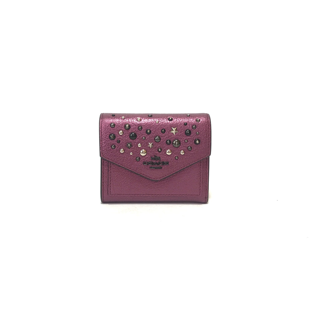 Coach Bi-fold Violet Leather Studs Wallet | Pre Loved |