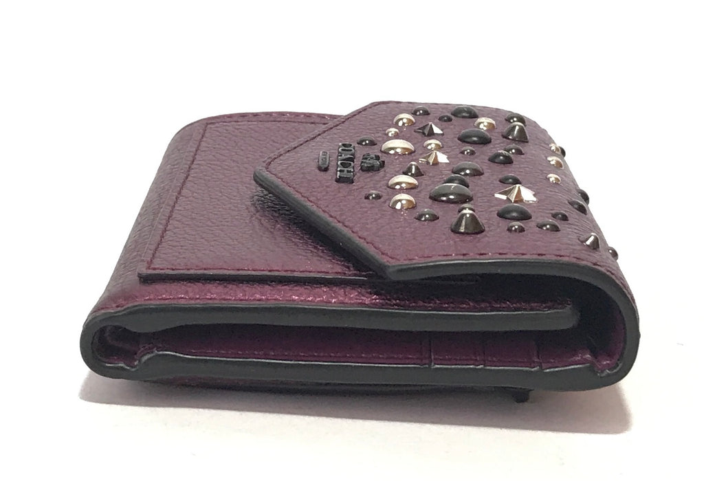 Coach Bi-fold Violet Leather Studs Wallet | Pre Loved |