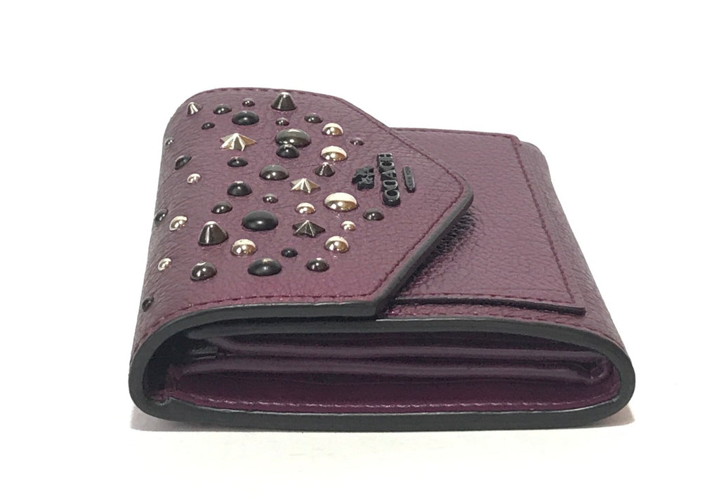 Coach Bi-fold Violet Leather Studs Wallet | Pre Loved |