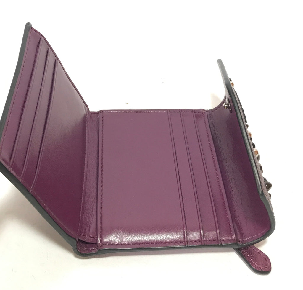 Coach Bi-fold Violet Leather Studs Wallet | Pre Loved |