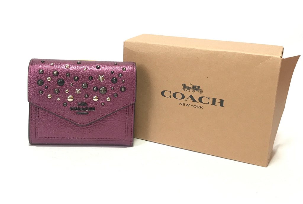Coach Bi-fold Violet Leather Studs Wallet | Pre Loved |