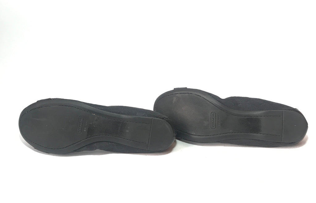 Coach Black Leather & Monogram Canvas Ballet Flats | Pre Loved |
