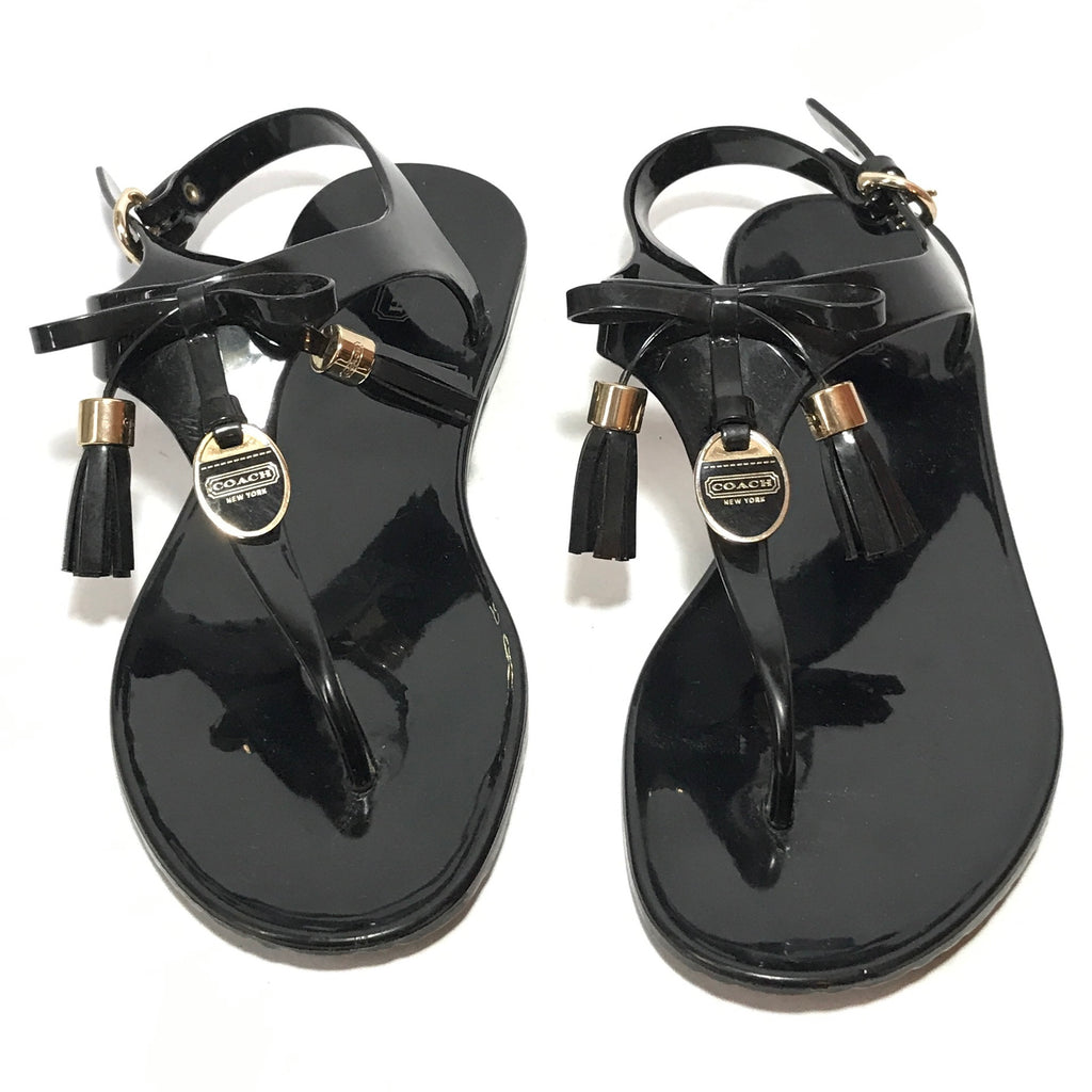Coach Black Helma Jelly Thong Sandals | Gently Used |