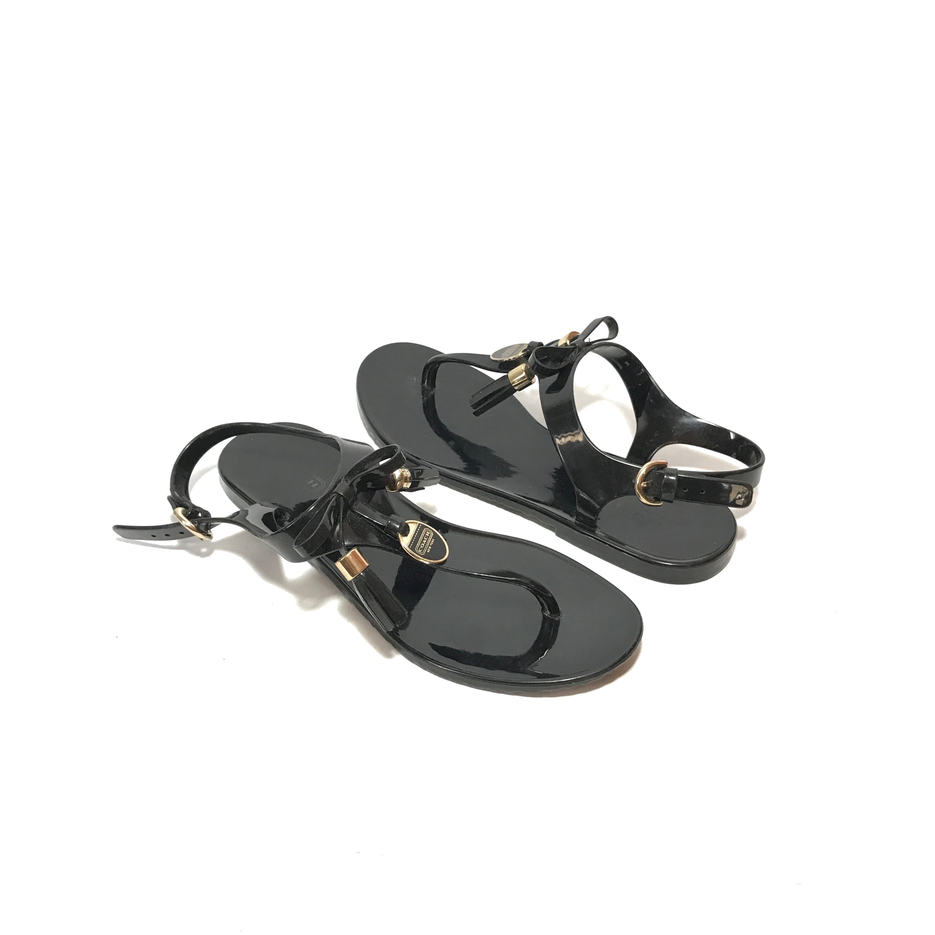 Coach Black Helma Jelly Thong Sandals Gently Used Secret Stash