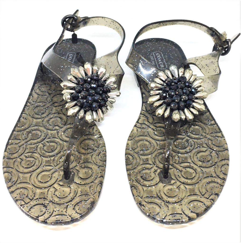 Coach HILDA Plastic Jelly Thong Floral Sandals | Like New | - Secret Stash