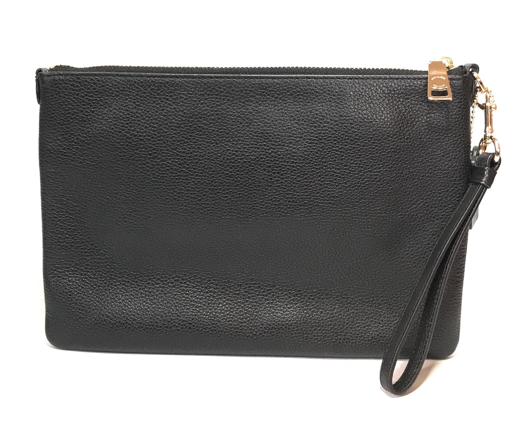 Coach Black Pebbled Leather & Gold Chain Wristlet | Like New |