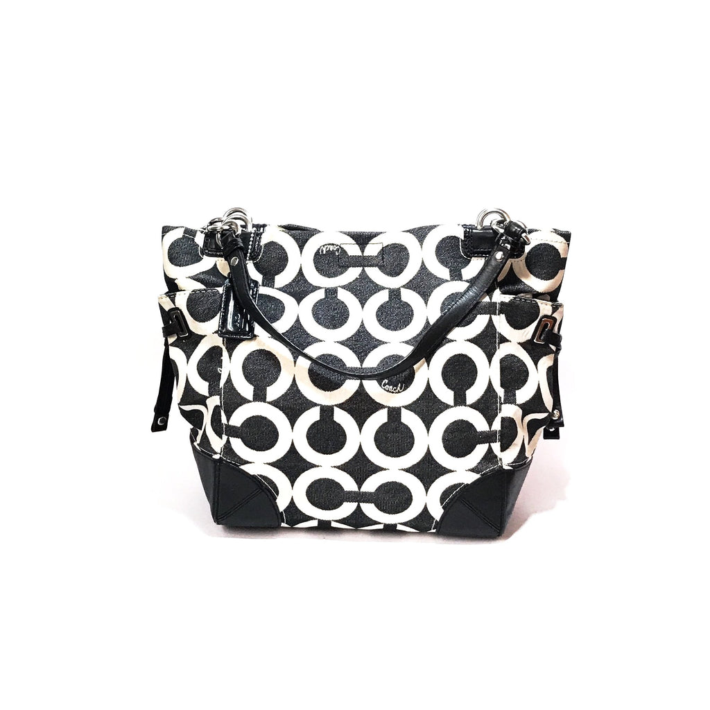 Coach Monogram Black & White Shoulder Bag | Gently Used | - Secret Stash