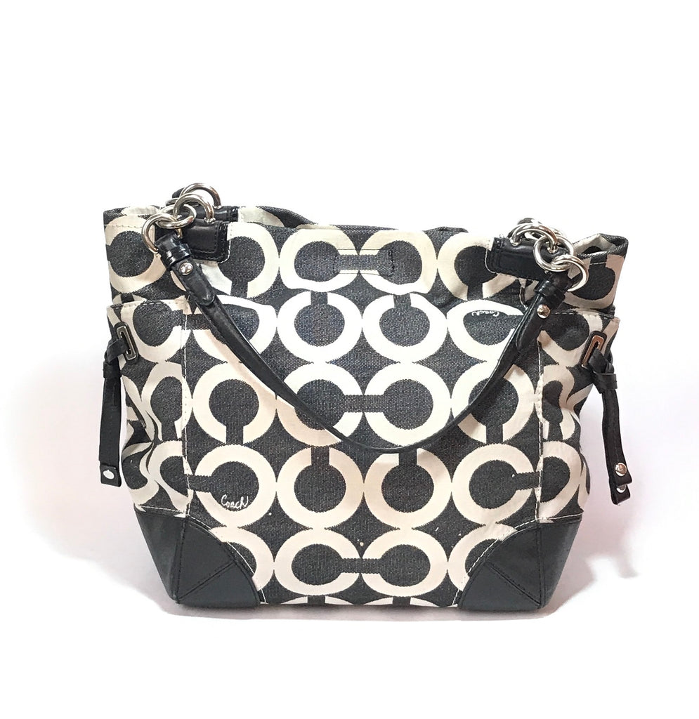 Coach Monogram Black & White Shoulder Bag | Gently Used | - Secret Stash