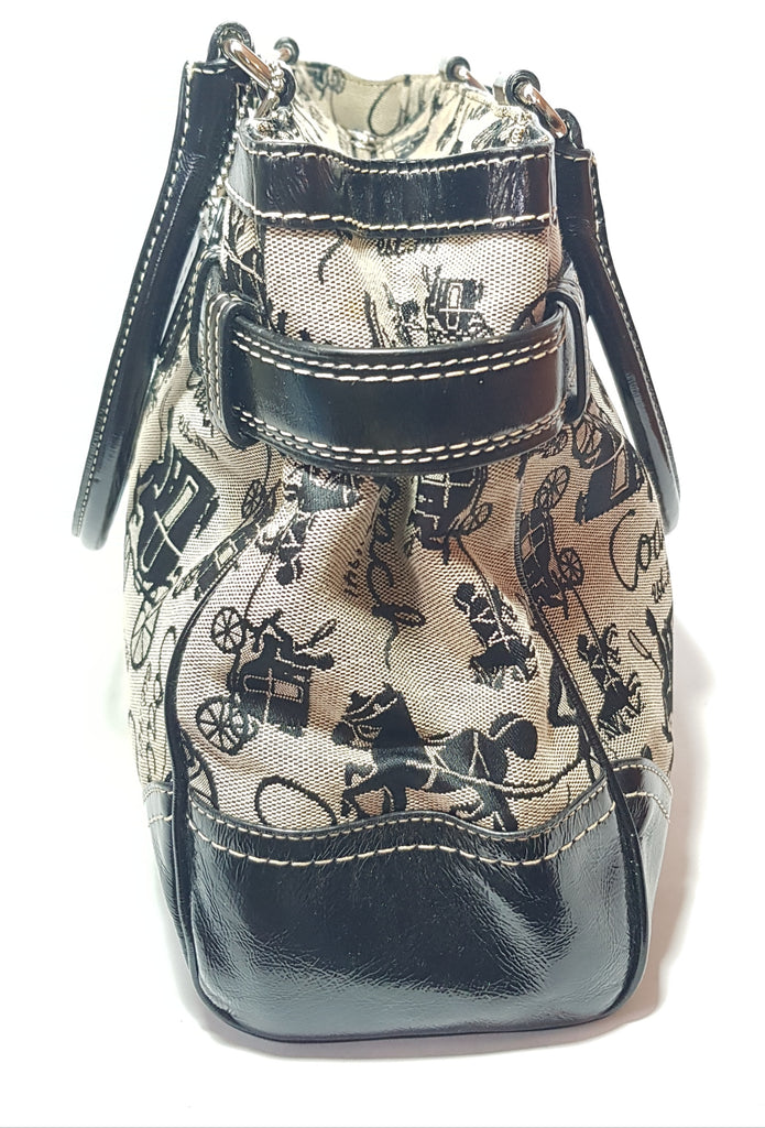 Coach Black & Grey Monogram & Leather Tote | Gently Used |