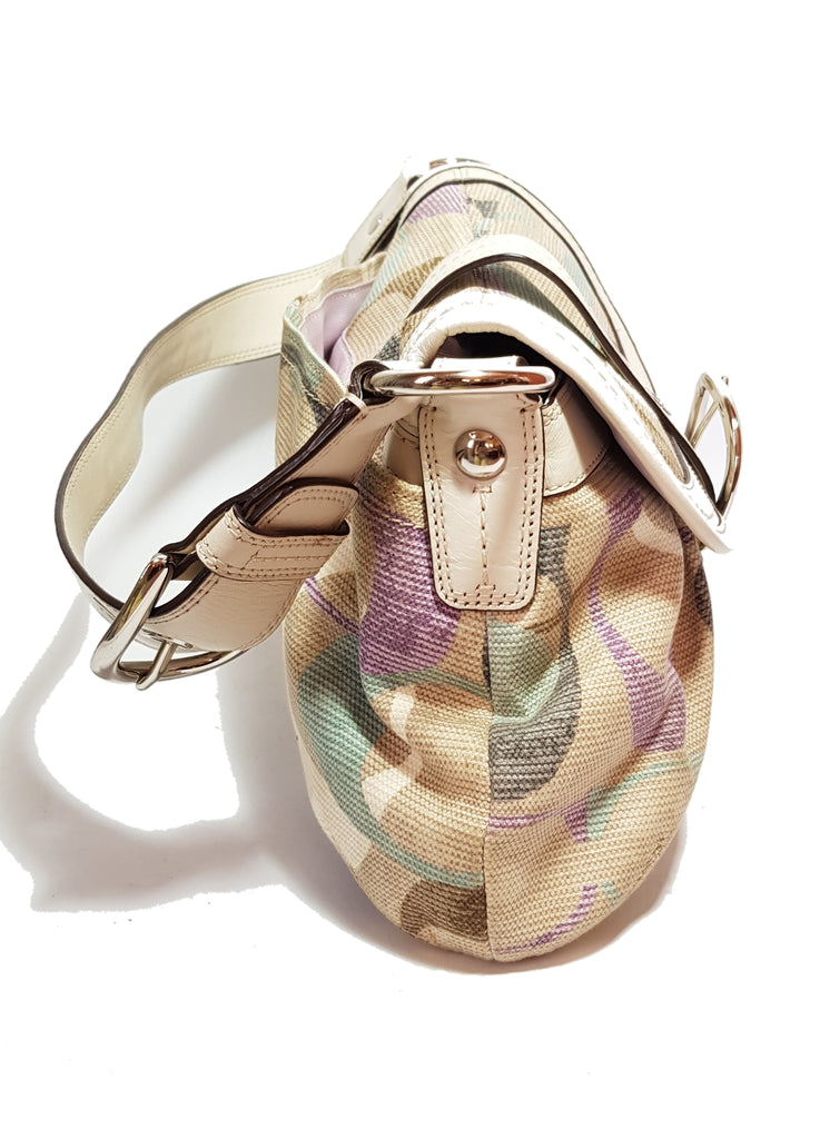 Coach Cream & Multi Colour Canvas & Leather Shoulder Bag | Pre Loved |