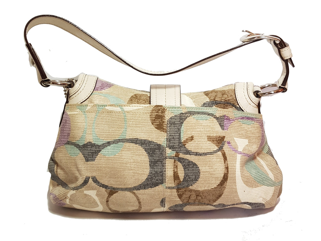 Coach Cream & Multi Colour Canvas & Leather Shoulder Bag | Pre Loved |