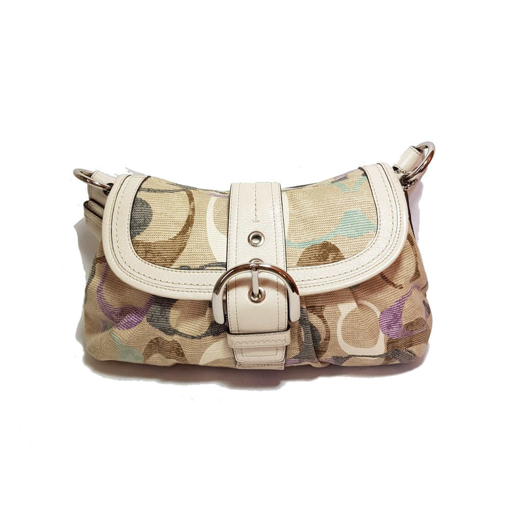 Coach Cream & Multi Colour Canvas & Leather Shoulder Bag | Pre Loved |