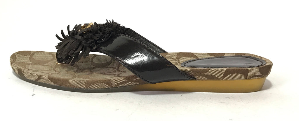 Coach Brown Monogram Flower Sandals | Gently Used |