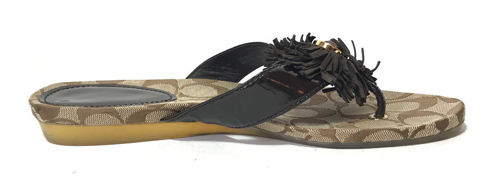 Coach Brown Monogram Flower Sandals | Gently Used |