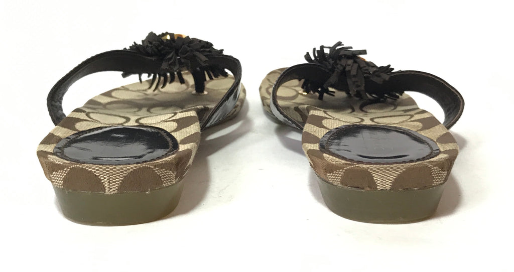 Coach Brown Monogram Flower Sandals | Gently Used |