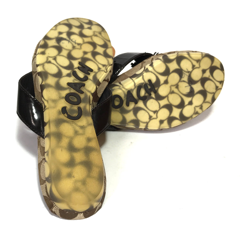 Coach Brown Monogram Flower Sandals | Gently Used |