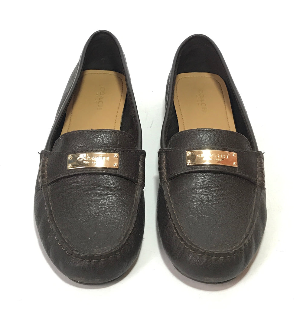Coach 'Fredrica' Dark Brown Leather Loafers | Pre Loved |