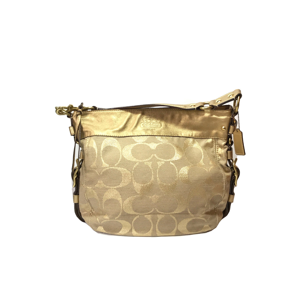 Coach Gold Jute & Leather Shoulder Bag | Gently Used |