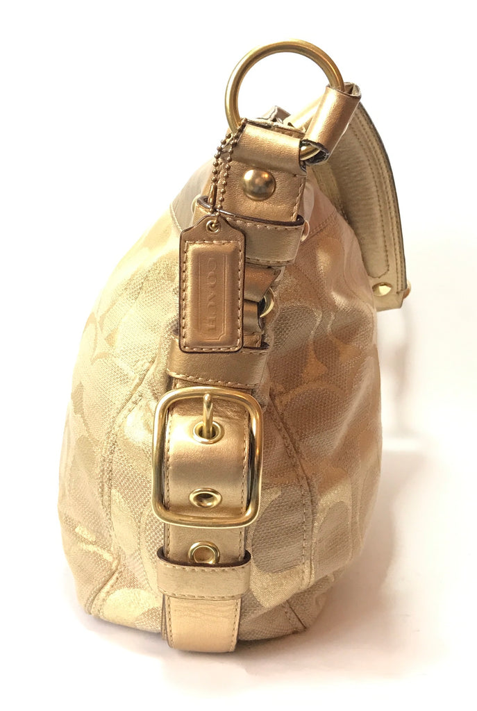 Coach Gold Jute & Leather Shoulder Bag | Gently Used |