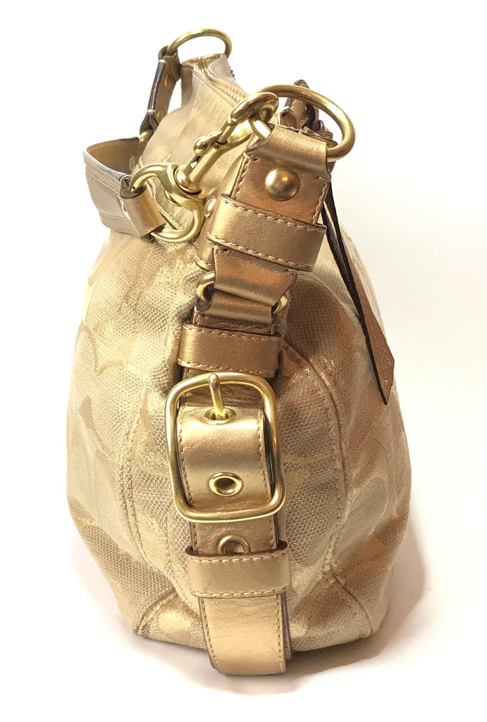 Coach Gold Jute & Leather Shoulder Bag | Gently Used |