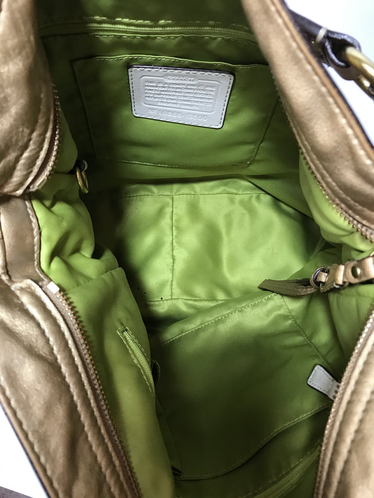 Coach Gold Jute & Leather Shoulder Bag | Gently Used |