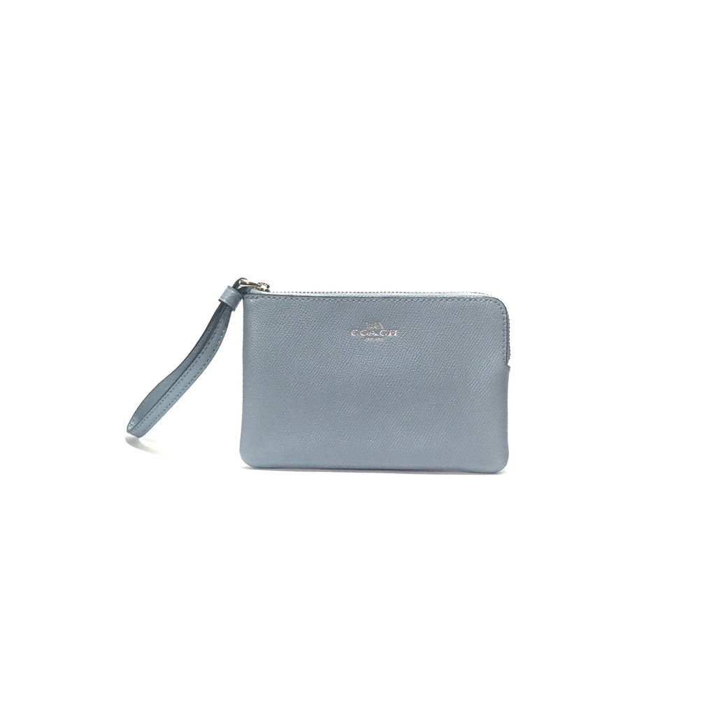 Coach Light Blue Leather Small Wristlet | Like New |