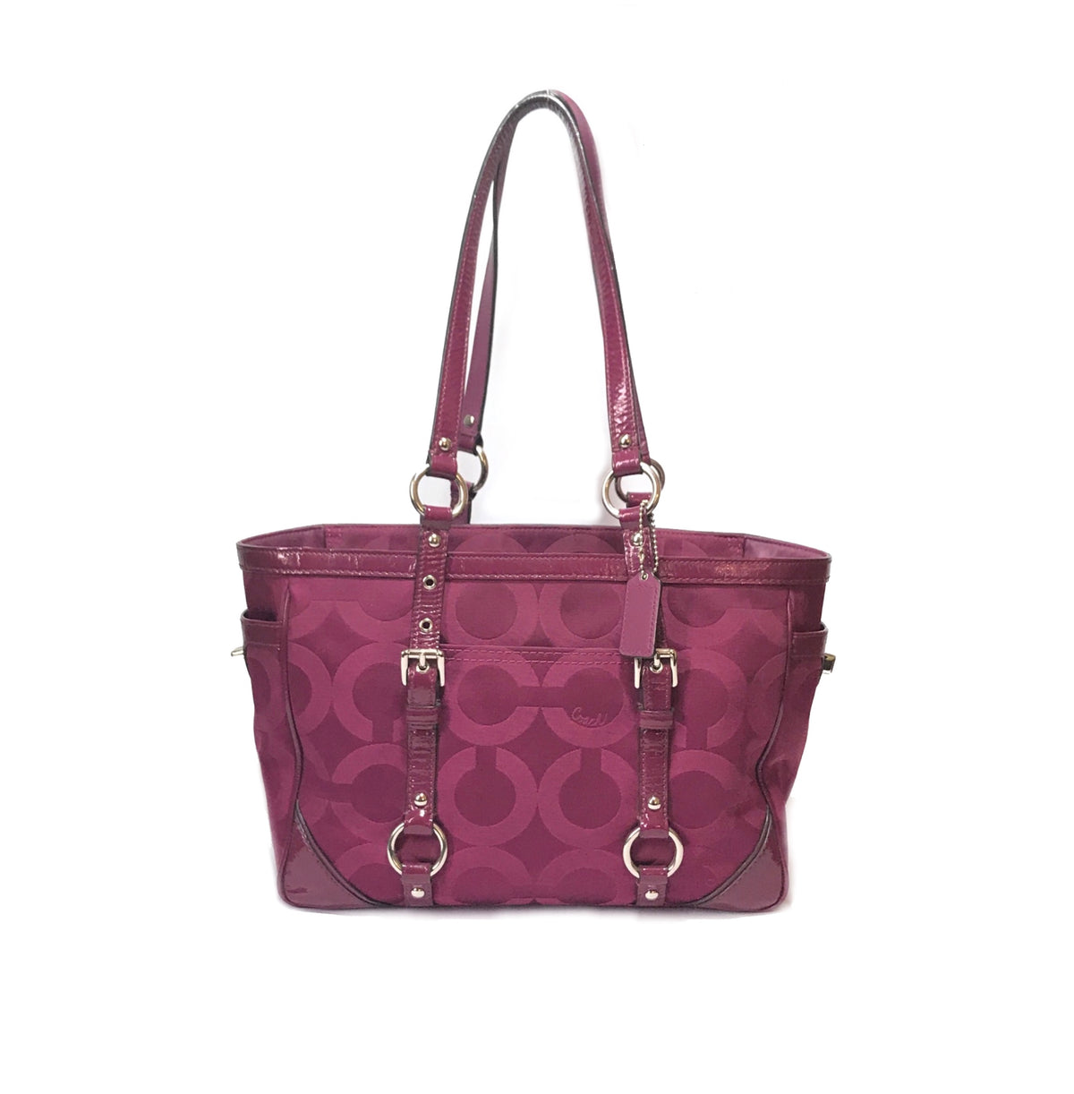Coach purse online with purple trim