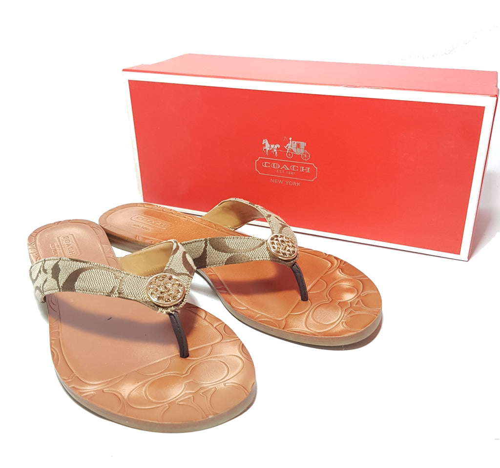 Coach Monogram Canvas & Leather 'Sara' Sandals | Gently Used |