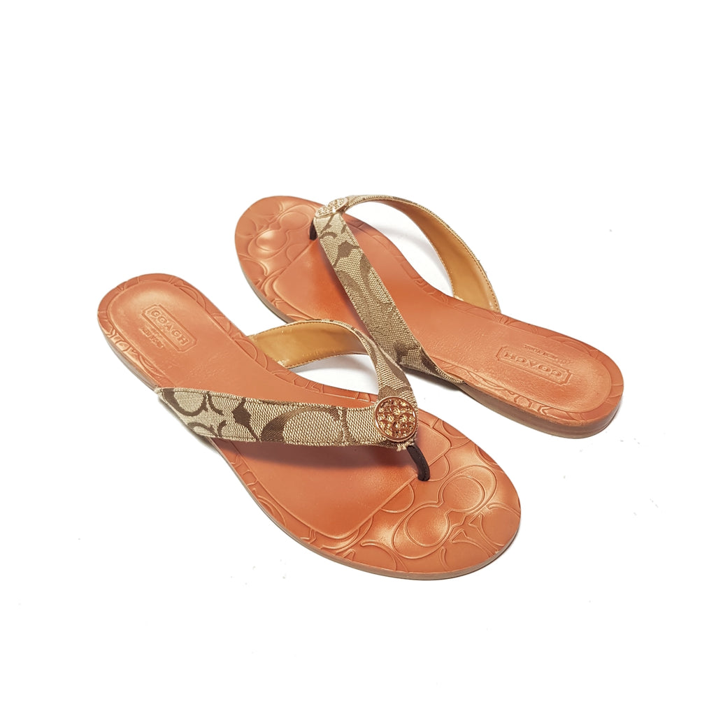 Coach Monogram Canvas & Leather 'Sara' Sandals | Gently Used |