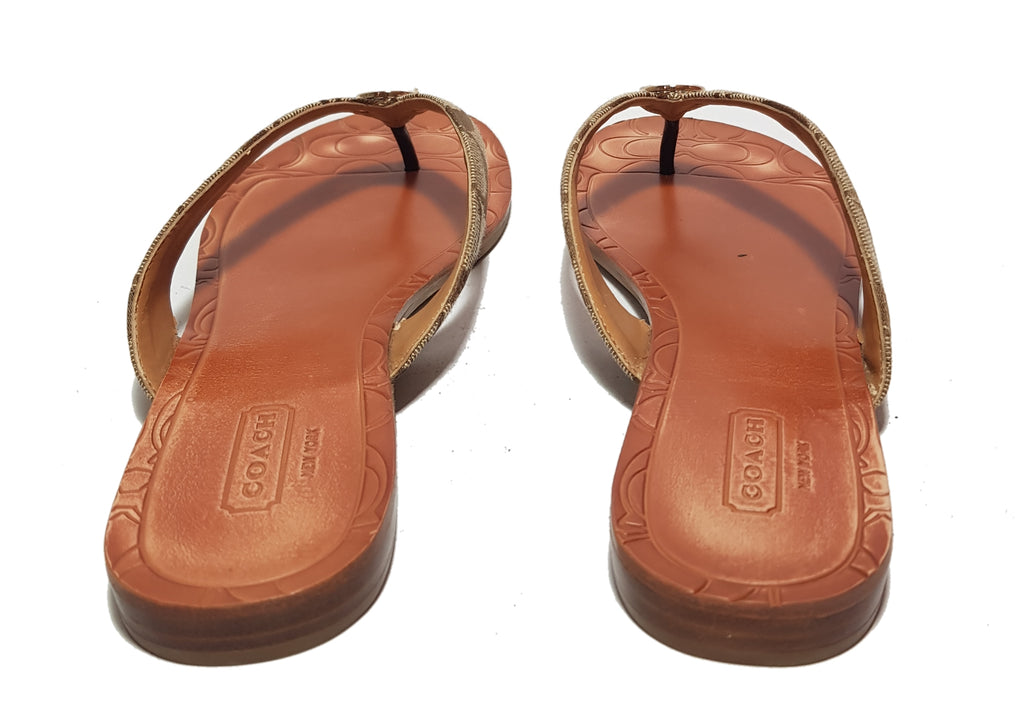 Coach Monogram Canvas & Leather 'Sara' Sandals | Gently Used |