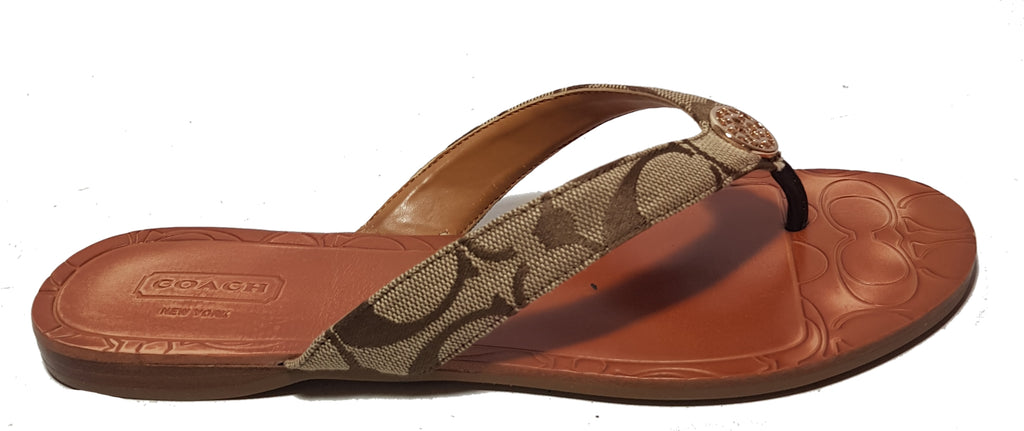 Coach Monogram Canvas & Leather 'Sara' Sandals | Gently Used |