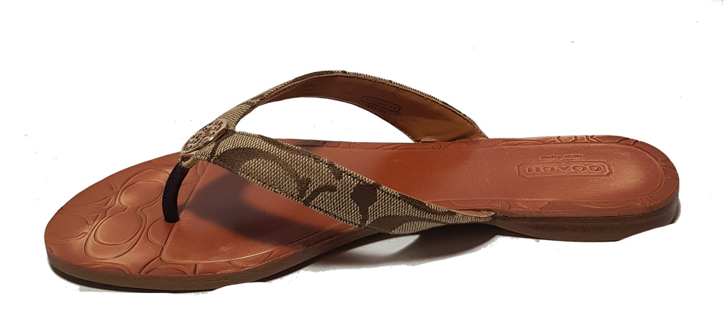 Coach Monogram Canvas & Leather 'Sara' Sandals | Gently Used |