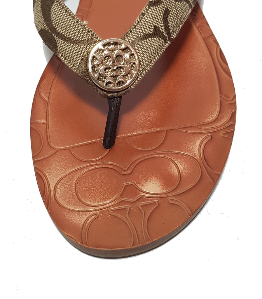 Coach Monogram Canvas & Leather 'Sara' Sandals | Gently Used |